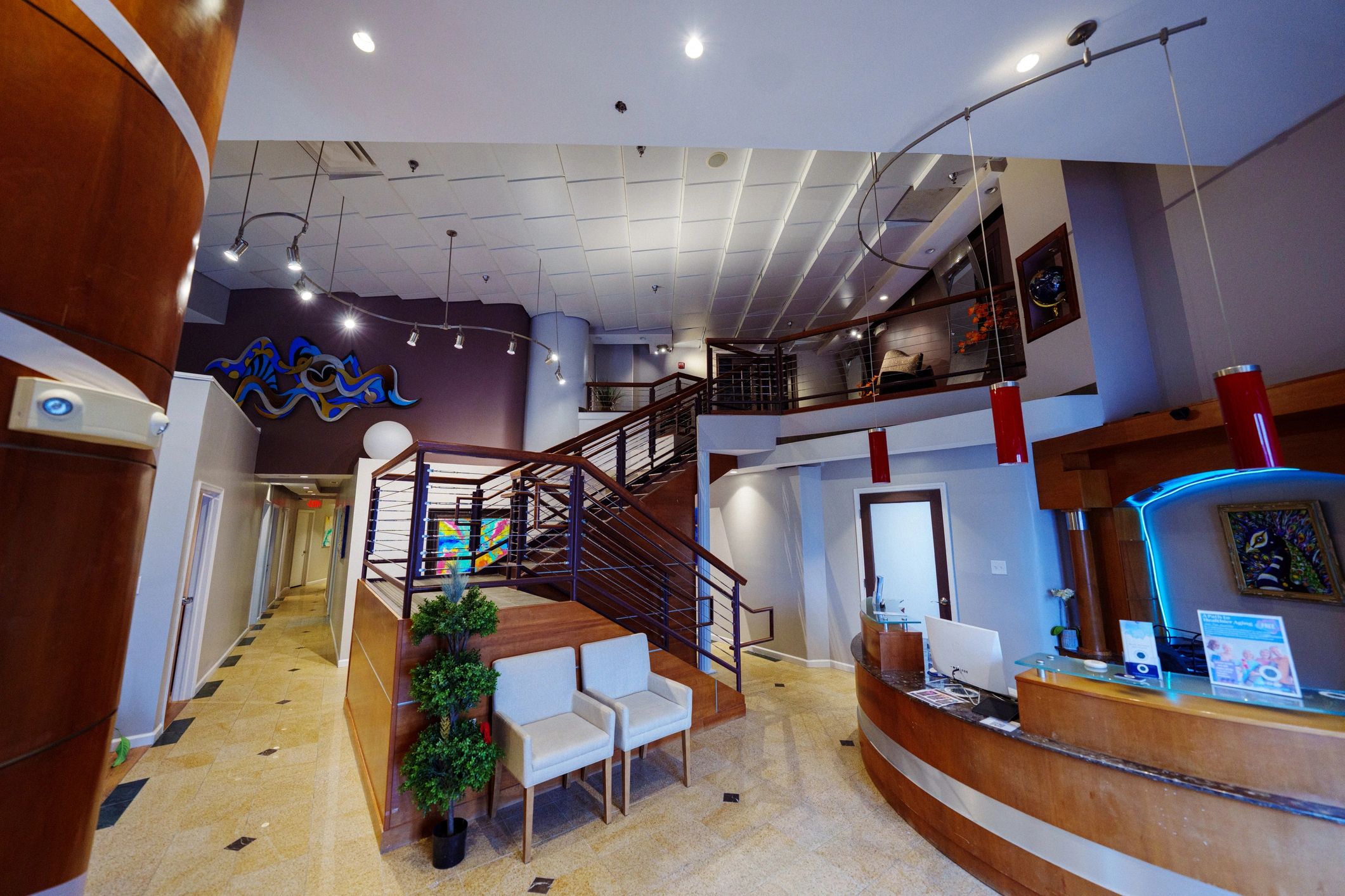 Modern clinic lobby seating area