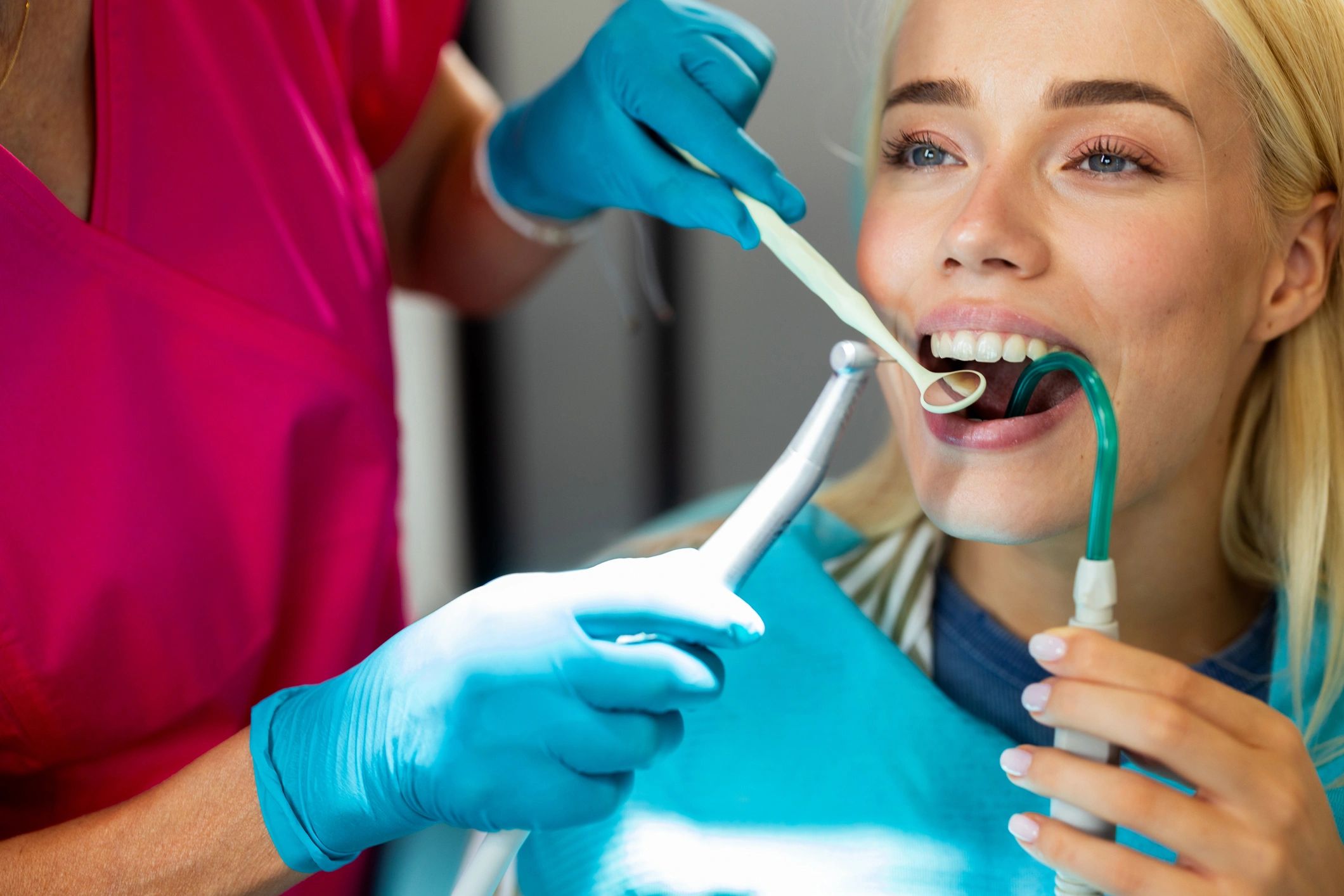 Dentist performing a gentle dental checkup