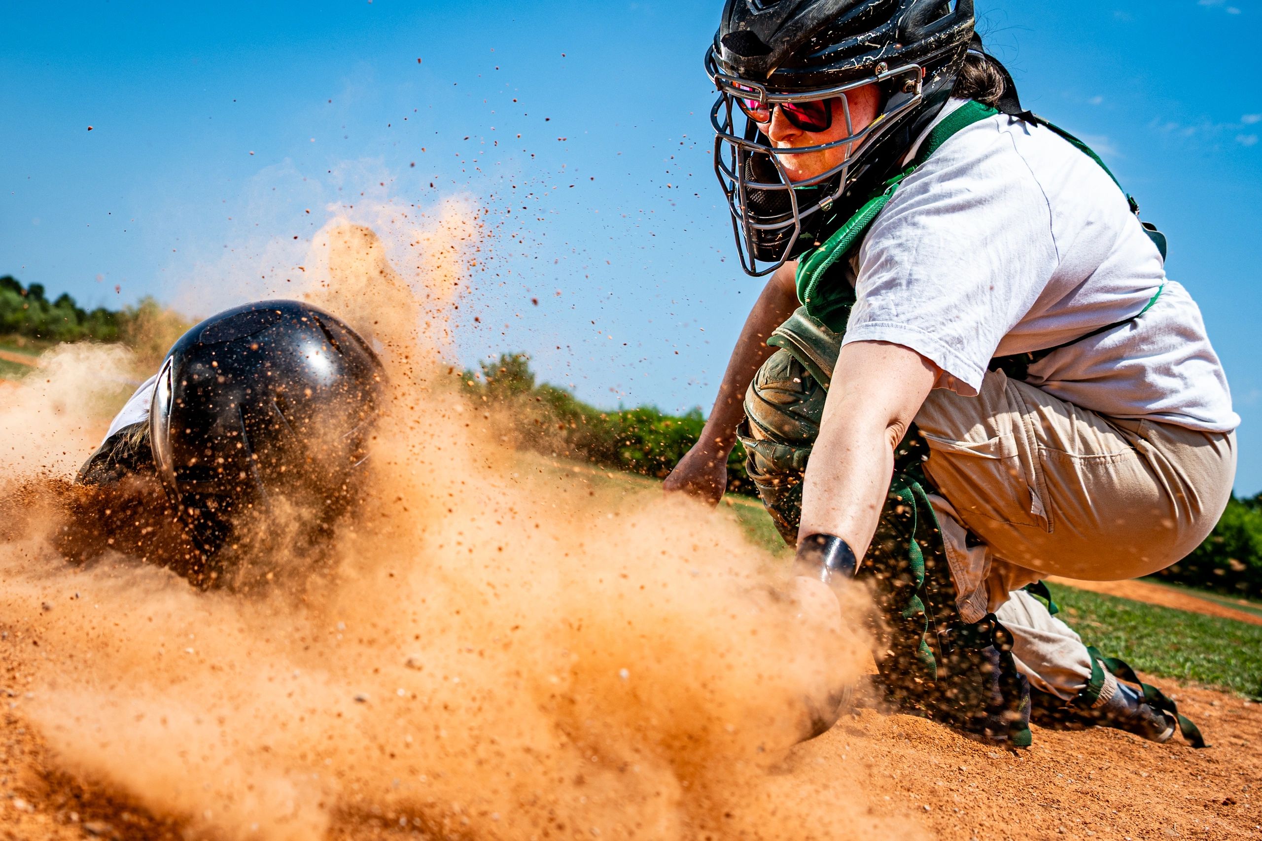 Athlete wearing protective sports gear for mouth guard protection